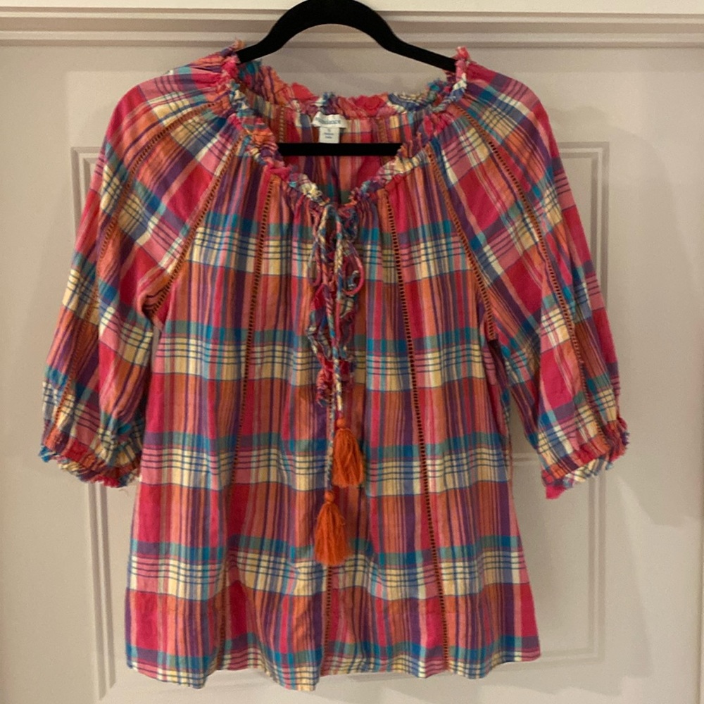 Sundance Cotton Madras Blouse -  Size S